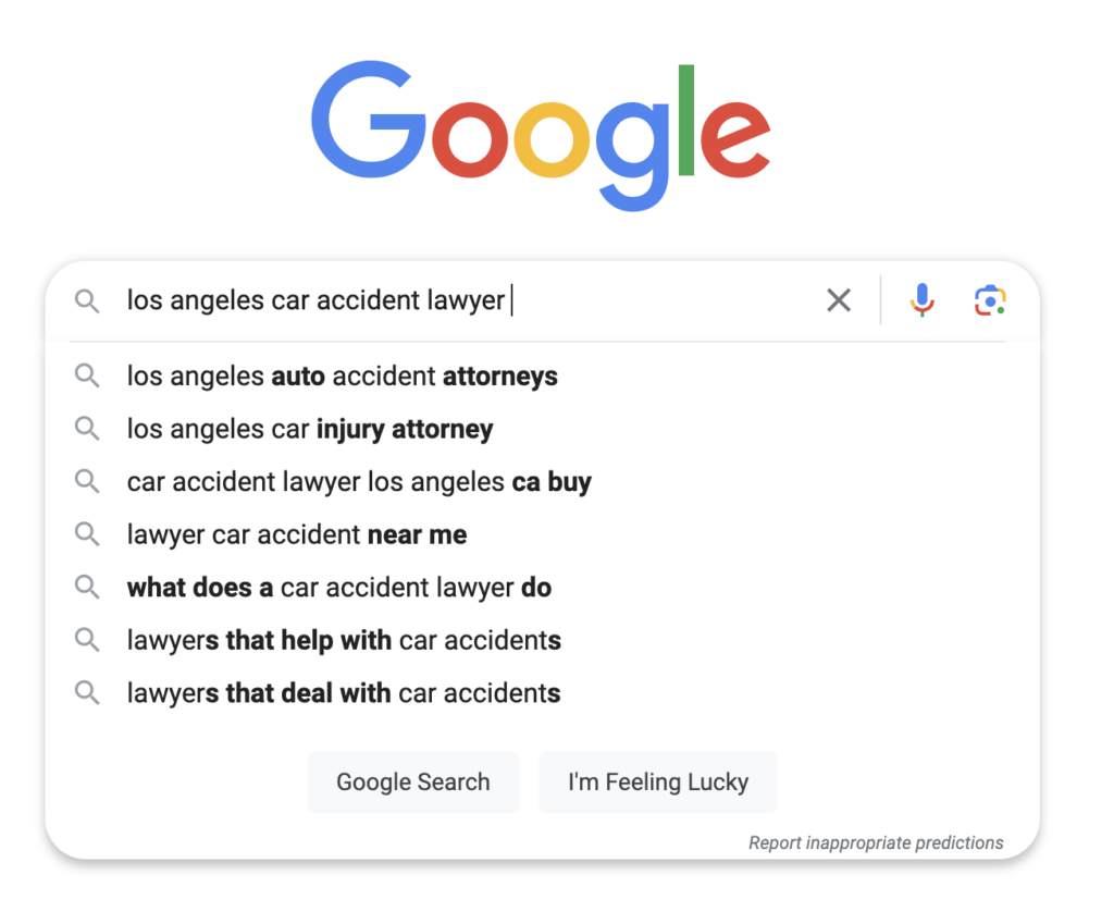 auto-complete suggestion dropdown list on your Google search bar